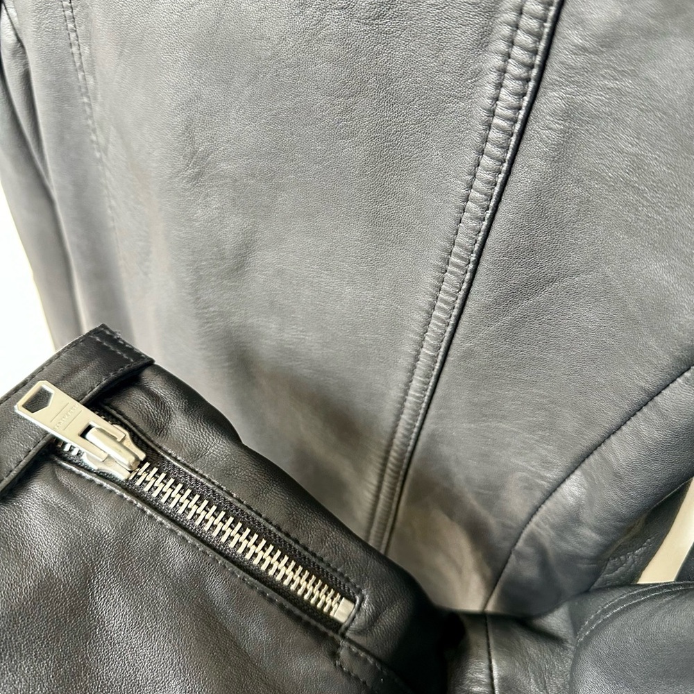 AllSaints Black Quilted Leather Moto Jacket - Picture 4 of 6